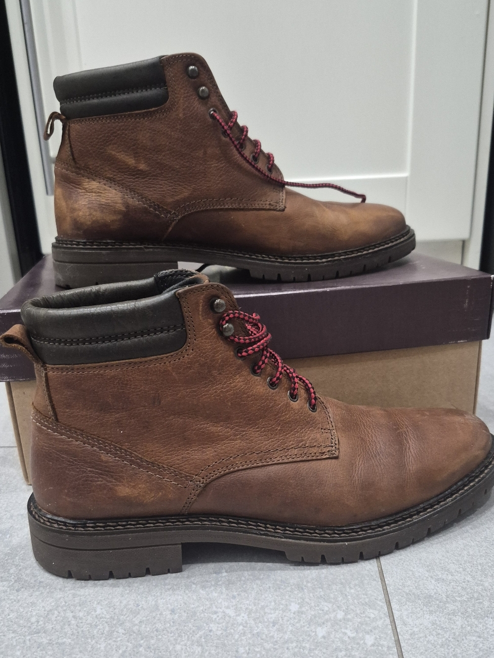 Johnston & Murphy Kipton Plain Toe Boot Dark Tan Full Grain Men's 9